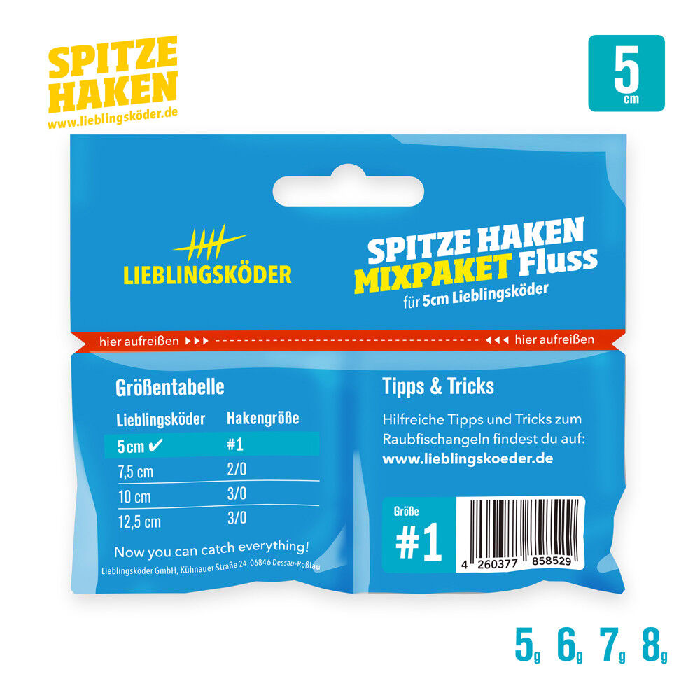 Lieblingsköder Spitze Haken Gr.1 Mixpaket Fluss- Jigkopf