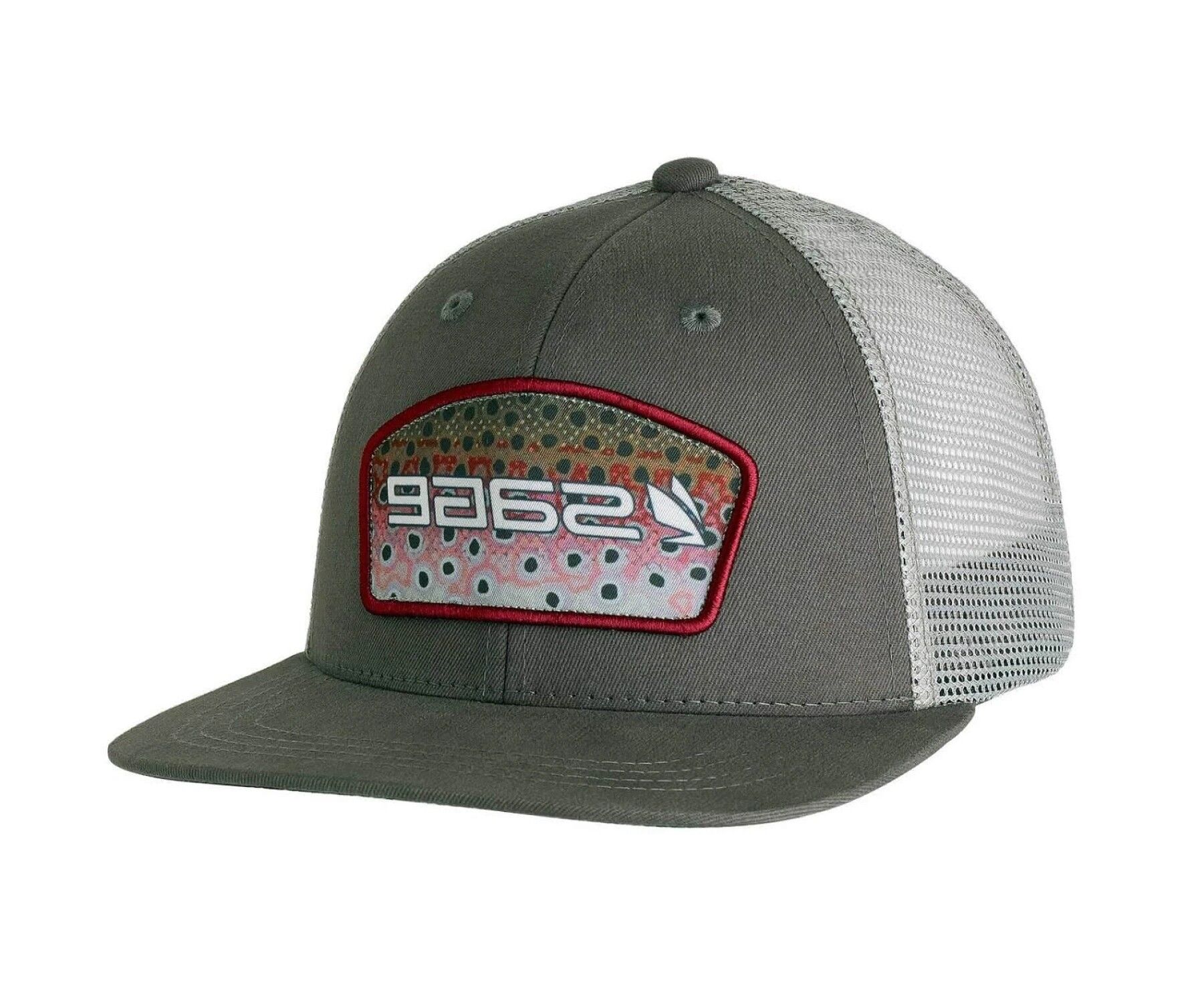 Sage Patch Trucker Mesh Cap Charcoal Rainbow Trout