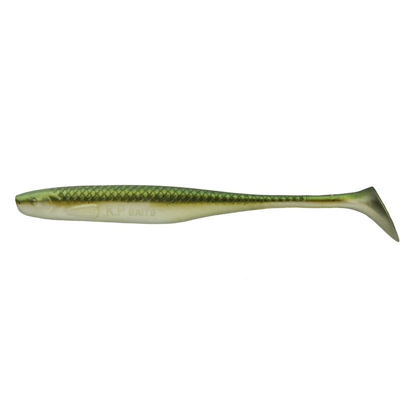 K.P Baits Lazy Shad Gummifisch 15cm 6" Green White Two Tone