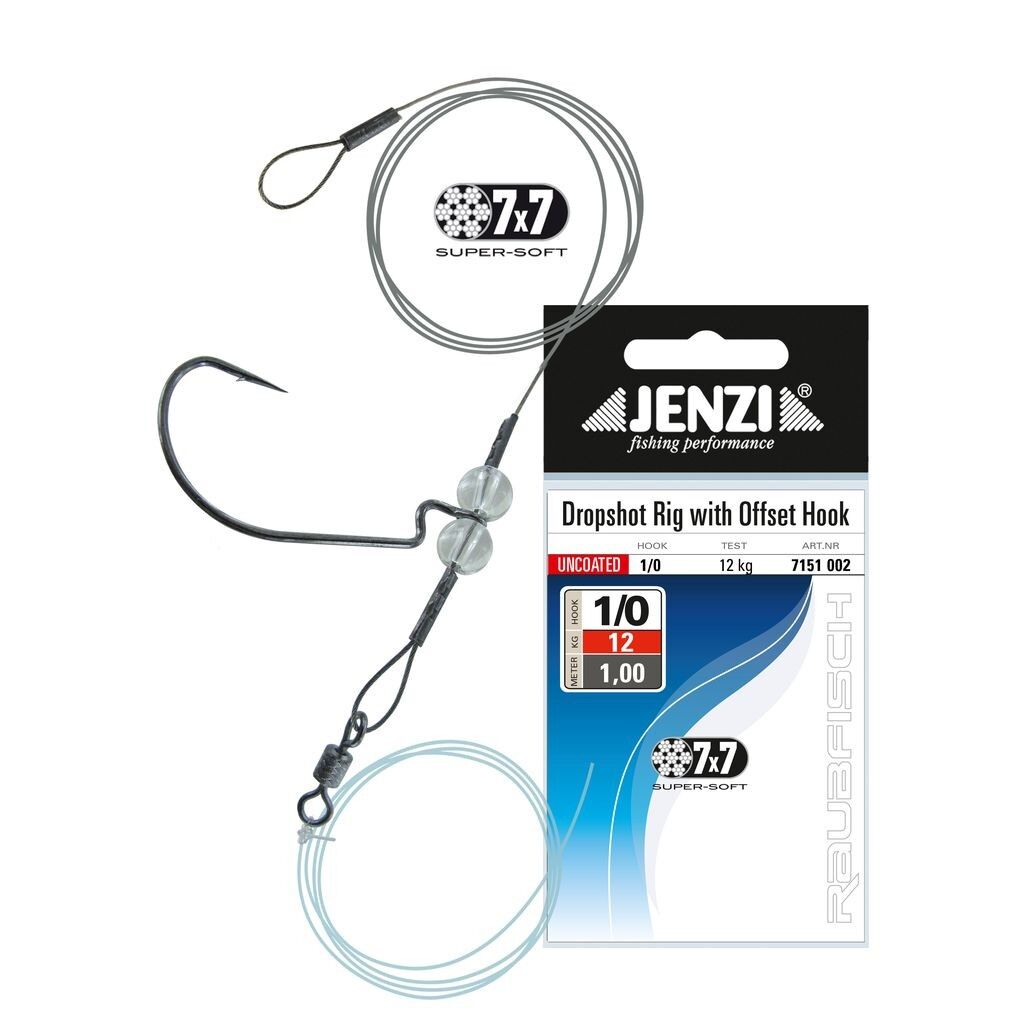 Jenzi Drop-Shot Rig mit Offset-Haken. 2/0