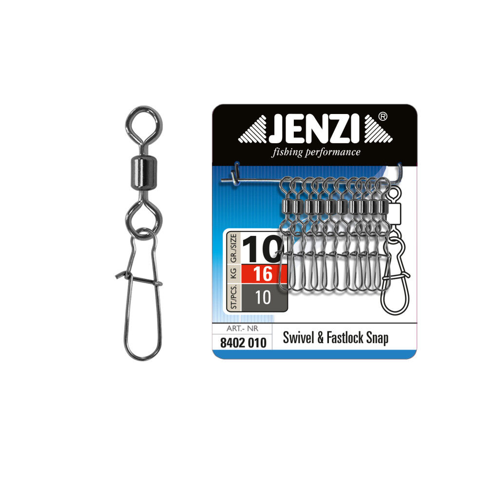Jenzi Sicherheits-Tönnchen Karabiner Wirbel, Black Nickel, Größe 10
